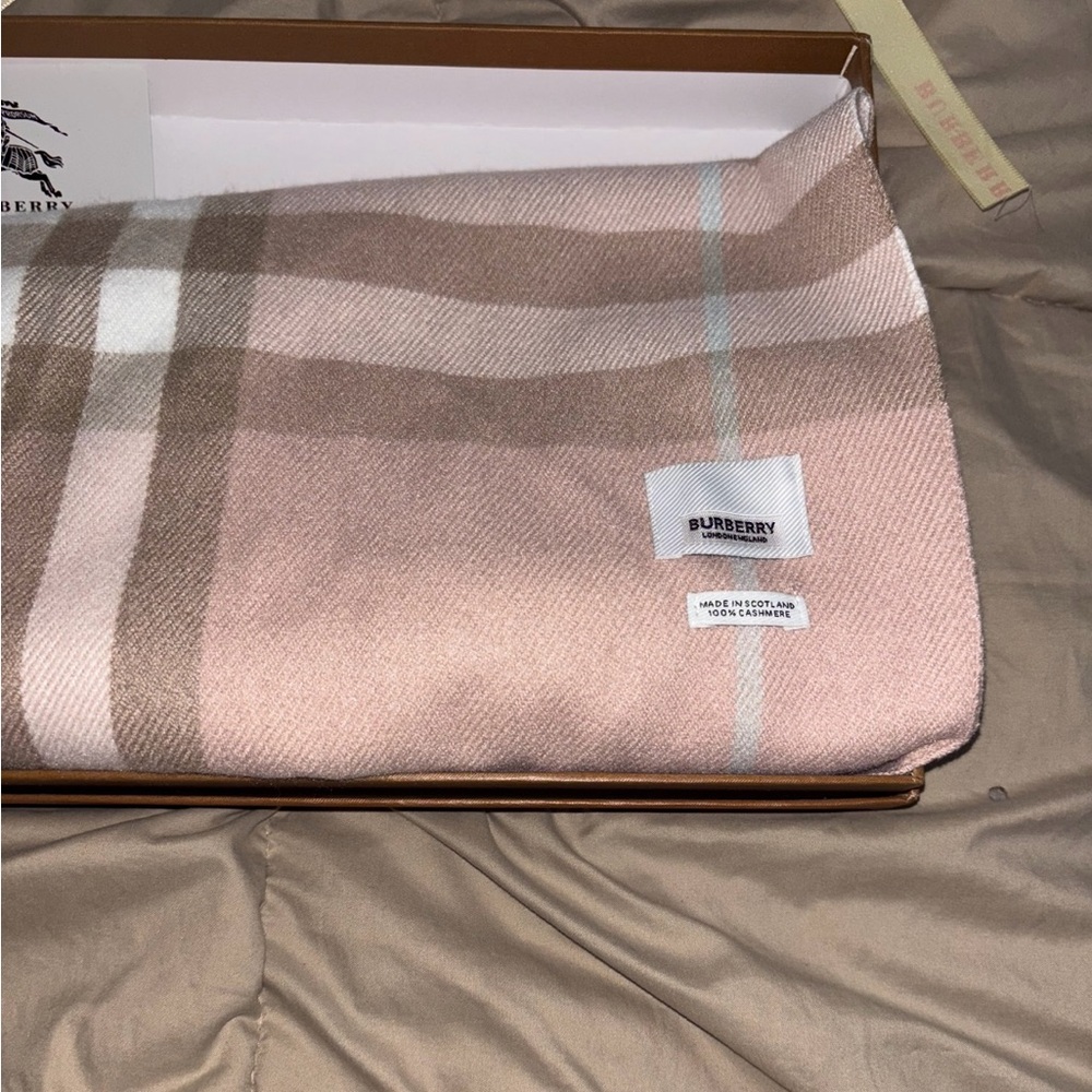 Burberry Blush and Taupe Check Scarf - Picture 4 of 7
